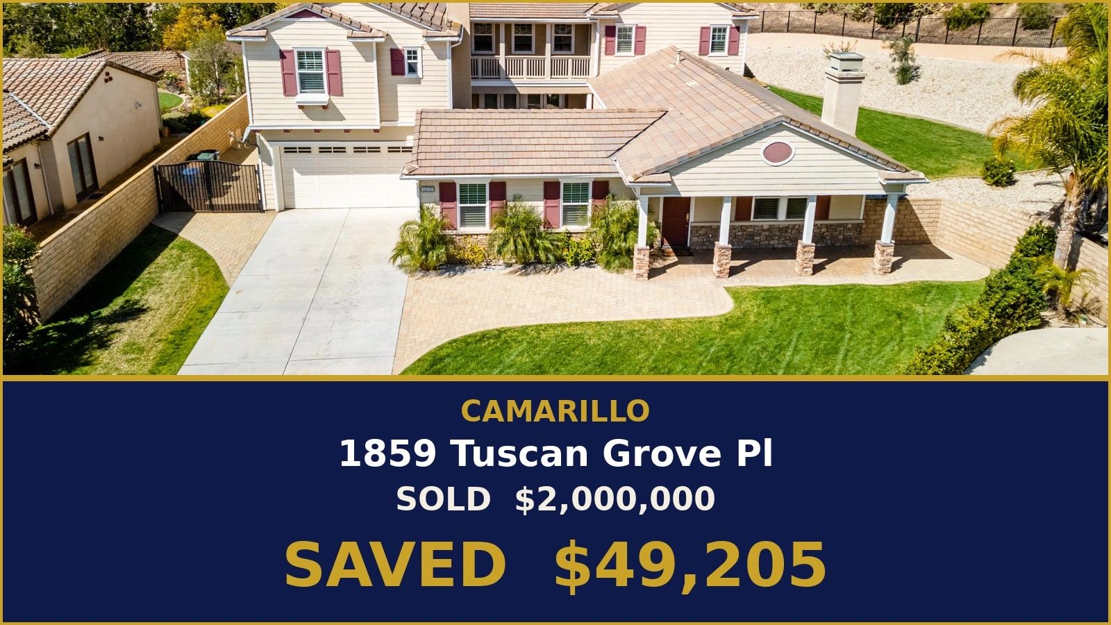 Home with lawn and driveway at 1859 Tuscan Grove Pl, Camarillo - sold flat fee, saved $49,205