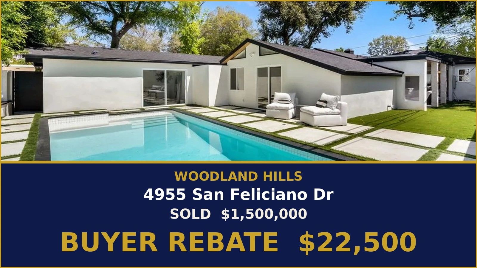 Modern home with pool at 4955 San Feliciano Dr, Woodland Hills - buyer rebate $22,500